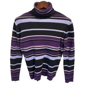 Karen Scott Turtleneck M  Cotton Striped